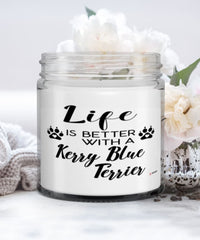 Funny Kerry Blue Terrier Dog Candle Life Is Better With A Kerry Blue Terrier 9oz Vanilla Scented Candles Soy Wax