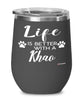 Funny Khao Cat Wine Glass Life Is Better With A Khao 12oz Stainless Steel Black