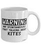 Funny Kites Mug Warning May Spontaneously Start Talking About Kites Coffee Cup White