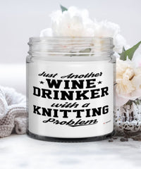 Funny Knitter Candle Just Another Wine Drinker With A Knitting Problem 9oz Vanilla Scented Candles Soy Wax