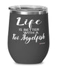Funny Koi Angelfish Wine Glass Life Is Better With A Koi Angelfish 12oz Stainless Steel Black