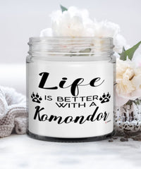 Funny Komondor Dog Candle Life Is Better With A Komondor 9oz Vanilla Scented Candles Soy Wax