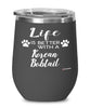 Funny Korean Bobtail Cat Wine Glass Life Is Better With A Korean Bobtail 12oz Stainless Steel Black