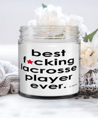 Funny Lacrosse Candle B3st F-cking Lacrosse Player Ever 9oz Vanilla Scented Candles Soy Wax