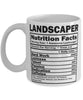 Funny Landscaper Nutritional Facts Coffee Mug 11oz White