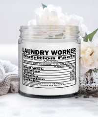 Funny Laundry Worker Candle Nutrition Facts 9oz Vanilla Scented Candles Soy Wax