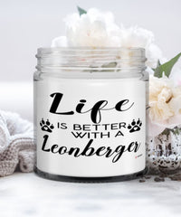 Funny Leonberger Dog Candle Life Is Better With A Leonberger 9oz Vanilla Scented Candles Soy Wax