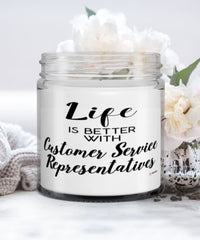 Funny Life Is Better With Customer Service Representatives Candle 9oz Vanilla Scented Candles Soy Wax