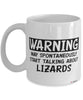 Funny Lizard Mug Warning May Spontaneously Start Talking About Lizards Coffee Cup White