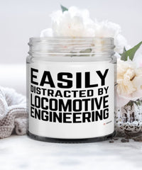 Funny Locomotive Engineer Candle Easily Distracted By Locomotive Engineering 9oz Vanilla Scented Candles Soy Wax