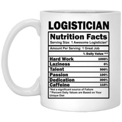 Funny Logistician Nutritional Facts Coffee Mug 11oz White XP8434