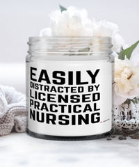 Funny LPN Candle Easily Distracted By Licensed Practical Nursing 9oz Vanilla Scented Candles Soy Wax