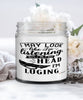Funny Luging Candle I May Look Like I'm Listening But In My Head I'm Luging 9oz Vanilla Scented Candles Soy Wax