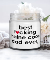 Funny Maine Coon Cat Candle B3st F-cking Maine Coon Dad Ever 9oz Vanilla Scented Candles Soy Wax