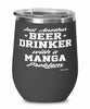 Funny Manga Wine Glass Just Another Beer Drinker With A Manga Problem 12oz Stainless Steel Black