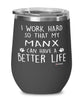 Funny Manx Cat Wine Glass I Work Hard So That My Manx Can Have A Better Life 12oz Stainless Steel Black