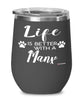 Funny Manx Cat Wine Glass Life Is Better With A Manx 12oz Stainless Steel Black