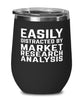 Funny Market Research Analyst Wine Tumbler Easily Distracted By Market Research Analysis Stemless Wine Glass 12oz Stainless Steel