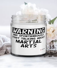 Funny Martial Arts Candle Warning May Spontaneously Start Talking About Martial arts 9oz Vanilla Scented Candles Soy Wax