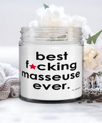 Funny Masseuse Candle B3st F-cking Masseuse Ever 9oz Vanilla Scented Candles Soy Wax