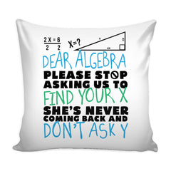 Funny Math Graphic Pillow Cover Dear Algebra Stop Asking To Find Your X