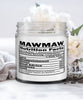 Funny Mawmaw Candle Nutrition Facts 9oz Vanilla Scented Candles Soy Wax