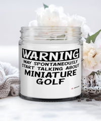 Funny Miniature Golf Candle Warning May Spontaneously Start Talking About Miniature Golf 9oz Vanilla Scented Candles Soy Wax