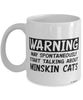 Funny Minskin Cat Mug Warning May Spontaneously Start Talking About Minskin Cats Coffee Cup White