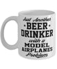 Funny Model Airplanes Mug Just Another Beer Drinker With A Model Airplanes Problem Coffee Cup 11oz White