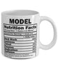 Funny Model Nutritional Facts Coffee Mug 11oz White