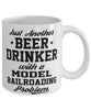 Funny Model Railroading Mug Just Another Beer Drinker With A Model Railroading Problem Coffee Cup 11oz White