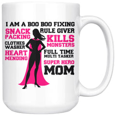 Funny Mothers Mug Super Hero Mom 15oz White Coffee Mugs