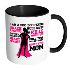 Funny Mothers Mug Super Hero Mom White 11oz Accent Coffee Mugs