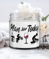 Funny Motocross Racer Candle Adult Humor Plan For Today Motocross Wine 9oz Vanilla Scented Candles Soy Wax