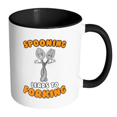 Funny Mug Spooning Leads To Forking White 11oz Accent Coffee Mugs