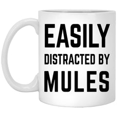 Funny Mule Mug Gift Easily Distracted By Mules Coffee Cup 11oz White XP8434