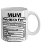 Funny Mum Nutritional Facts Coffee Mug 11oz White