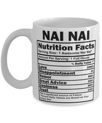 Funny Nai Nai Nutritional Facts Coffee Mug 11oz White