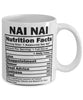 Funny Nai Nai Nutritional Facts Coffee Mug 11oz White