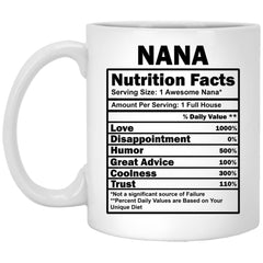 Funny Nana Mug Nutrition Facts Coffee Cup 11oz White XP8434