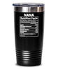 Funny Nana Tumbler Nana Nutrition Facts Tumbler 20oz 30oz Stainless Steel