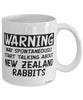 Funny New Zealand Rabbit Mug Warning May Spontaneously Start Talking About New Zealand Rabbits Coffee Cup White