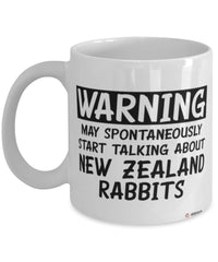 Funny New Zealand Rabbit Mug Warning May Spontaneously Start Talking About New Zealand Rabbits Coffee Cup White