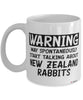 Funny New Zealand Rabbit Mug Warning May Spontaneously Start Talking About New Zealand Rabbits Coffee Cup White