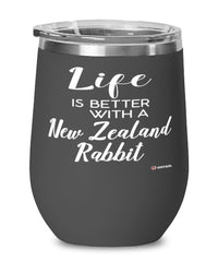 Funny New Zealand Rabbit Wine Glass Life Is Better With A New Zealand Rabbit 12oz Stainless Steel Black