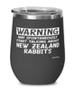 Funny New Zealand Rabbit Wine Glass Warning May Spontaneously Start Talking About New Zealand Rabbits 12oz Stainless Steel Black