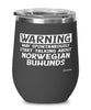 Funny Norwegian Buhund Wine Glass Warning May Spontaneously Start Talking About Norwegian Buhunds 12oz Stainless Steel Black