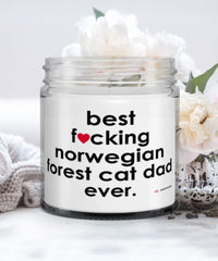 Funny Norwegian Forest Cat Candle B3st F-cking Norwegian Forest Cat Dad Ever 9oz Vanilla Scented Candles Soy Wax