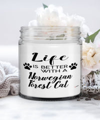 Funny Norwegian Forest Cat Candle Life Is Better With A Norwegian Forest Cat 9oz Vanilla Scented Candles Soy Wax