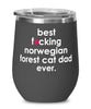 Funny Norwegian Forest Cat Wine Glass B3st F-cking Norwegian Forest Cat Dad Ever 12oz Stainless Steel Black